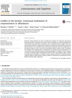 Recently, human behavior has been considered the product of continuous interactions between perception, cognition and action in which ‘‘affordances” (action possibilities the environment has to offer) play an important role. Converging evidence suggests that multiple action possibilities simultaneously compete for further processing, while external and internal factors (e.g., incoming sensory information, predictions) bias this competition. Read full